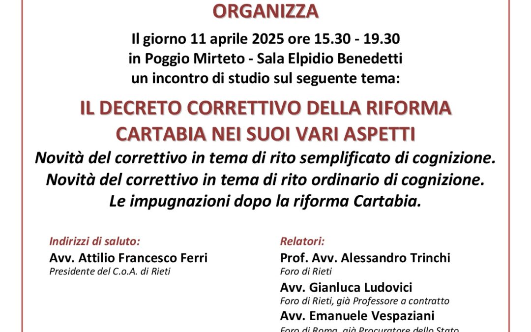 Il decreto correttivo della Riforma Cartabia nei suoi vari aspetti